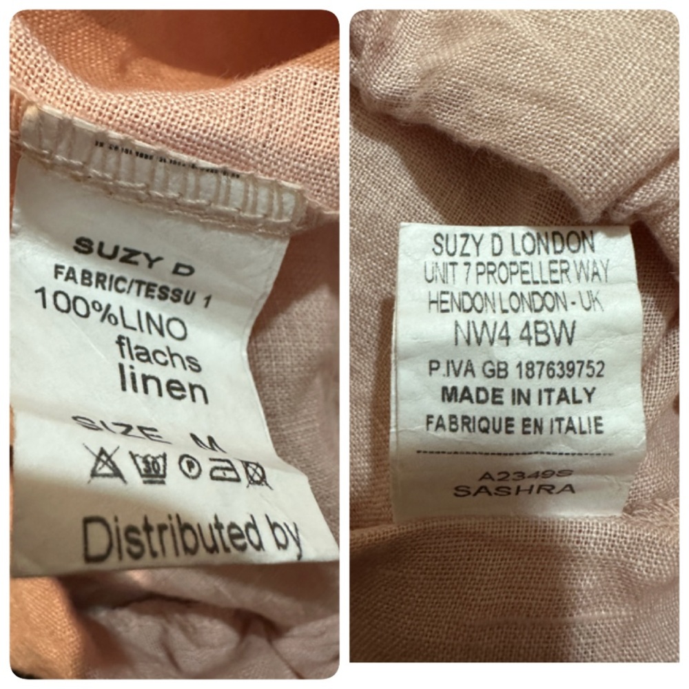 Suzy D London Light Pink Linen Sahara Ultra Wide Leg Culotte Pants Med NWT - Picture 16 of 16